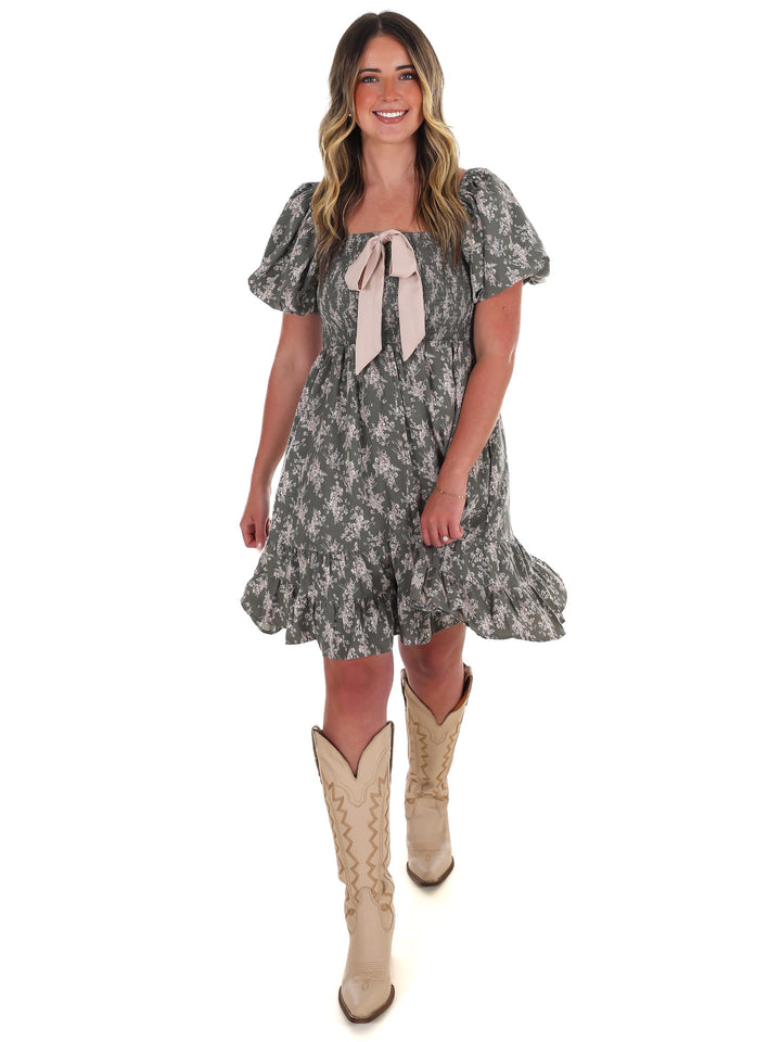 Maple Whisper Floral Mini Dress