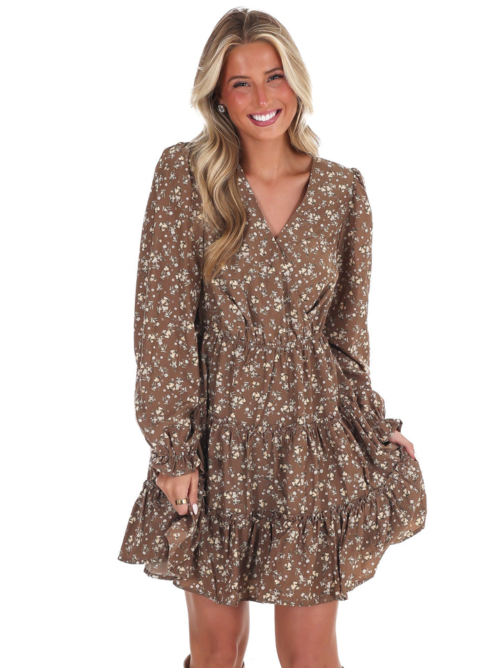 Romantic Floral Wrap Mini Dress