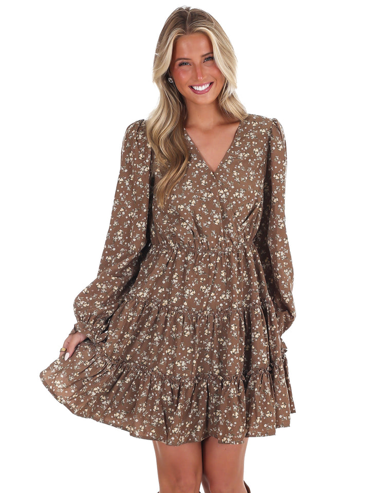 Romantic Floral Wrap Mini Dress