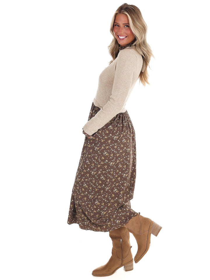 Fallen Leaves Twofer Floral Sweater Dress