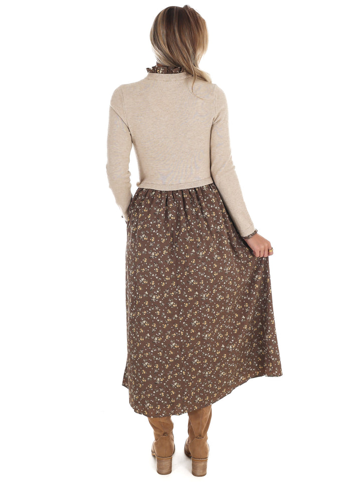 Fallen Leaves Twofer Floral Sweater Dress