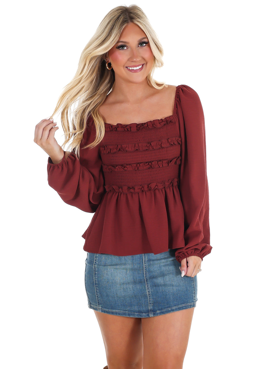Wear Anywhere Smocked Babydoll Top