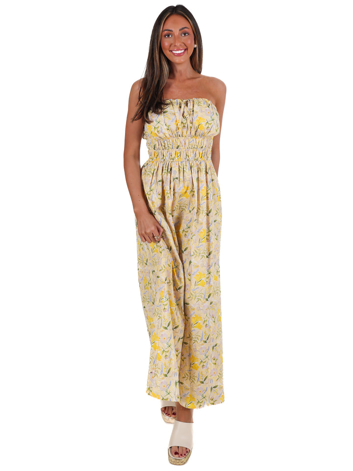 Lemon Blossom Tube Midi Dress