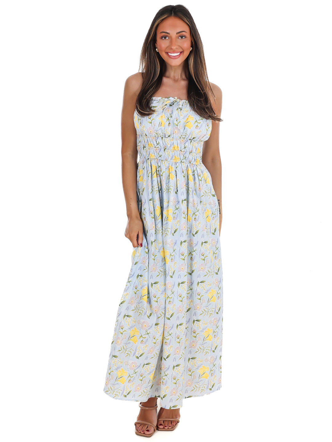 Lemon Blossom Tube Midi Dress