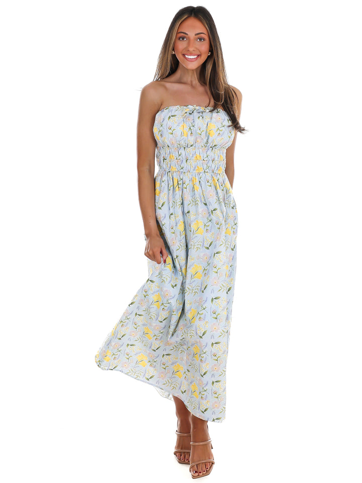 Lemon Blossom Tube Midi Dress