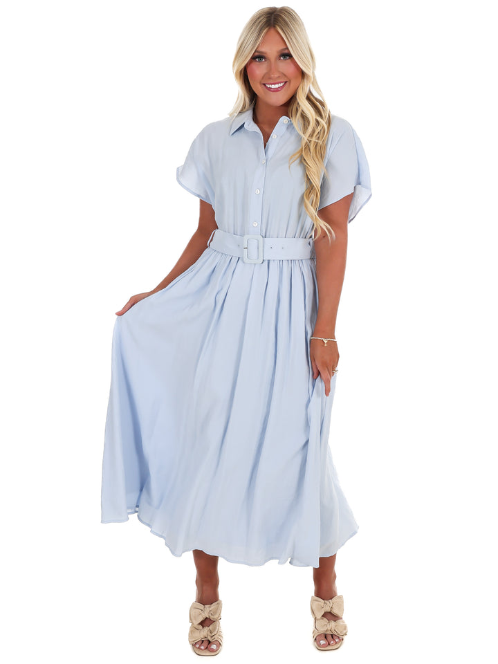 Soft Structure Belted Shirt Midi Dress