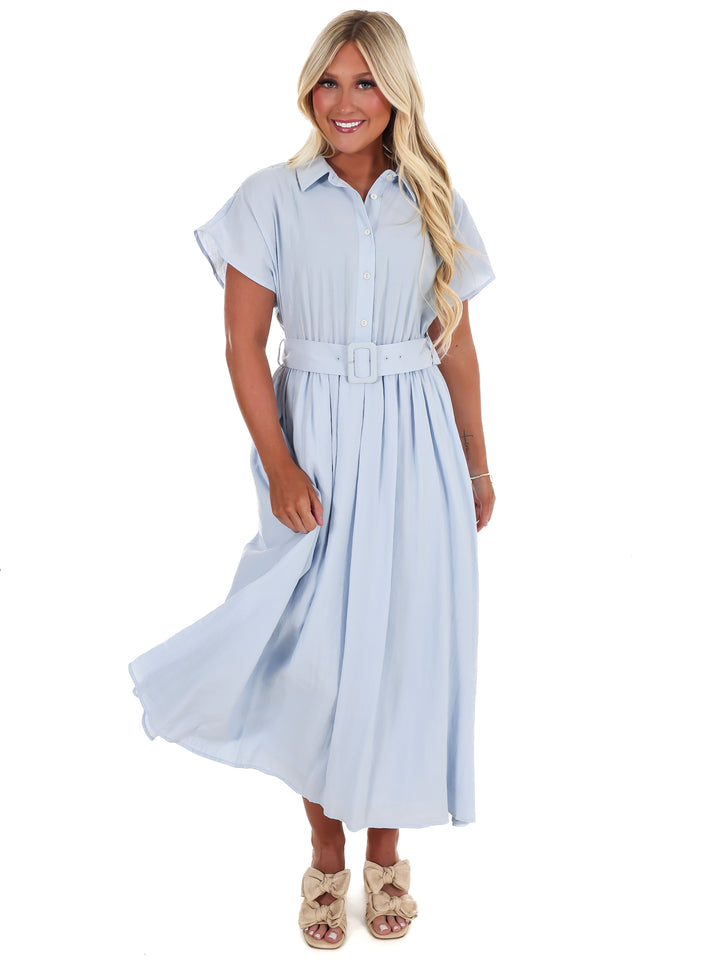 Soft Structure Belted Shirt Midi Dress
