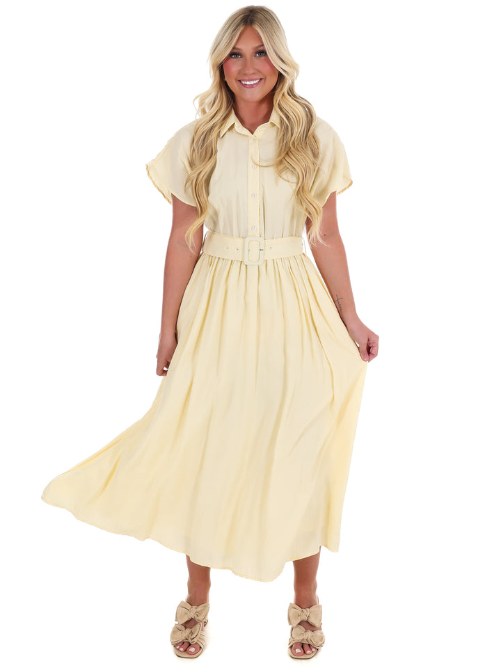 Soft Structure Belted Shirt Midi Dress