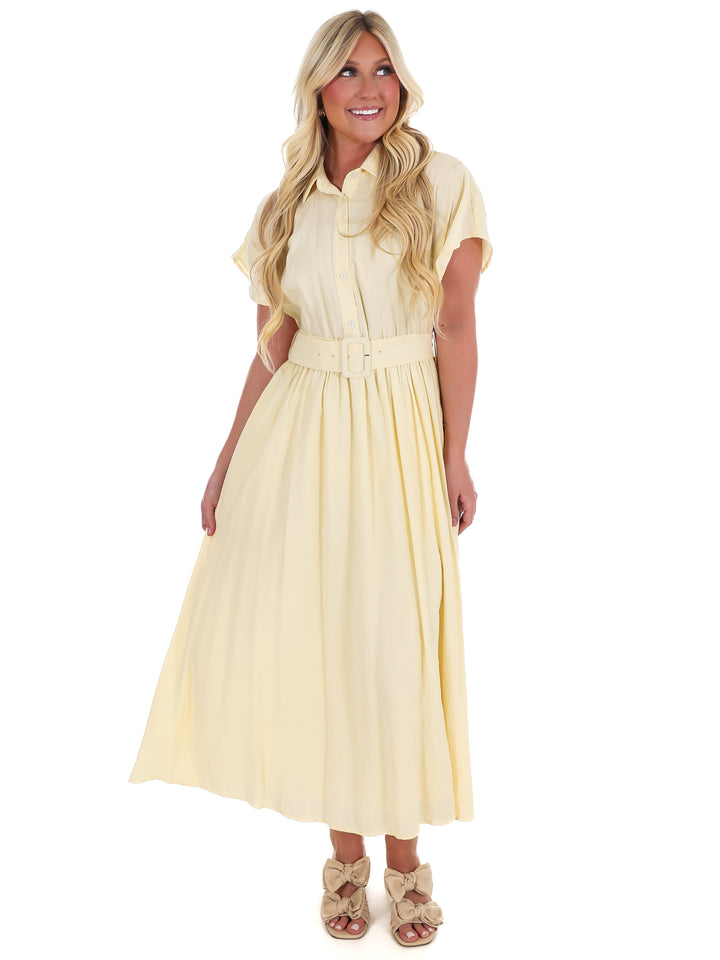 Soft Structure Belted Shirt Midi Dress