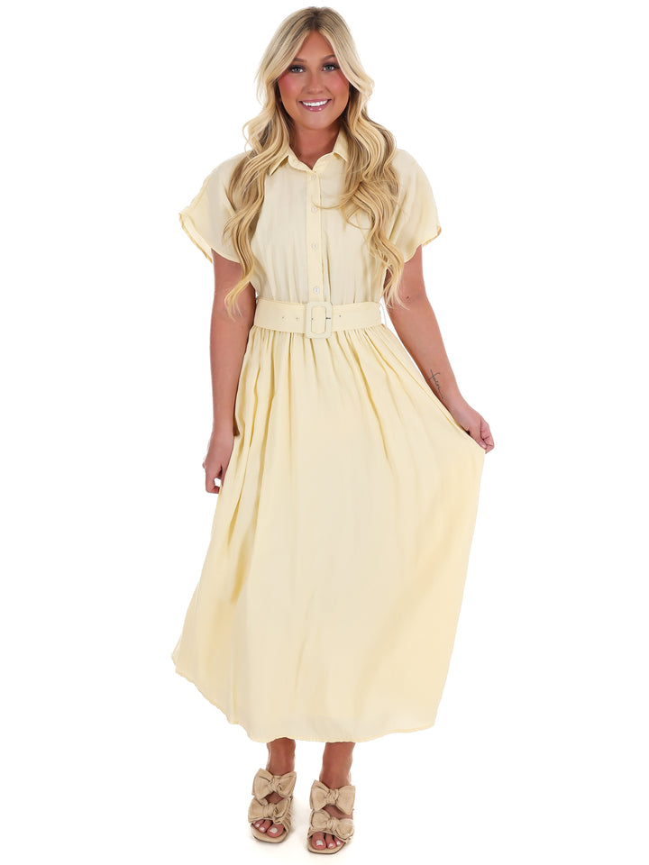 Soft Structure Belted Shirt Midi Dress