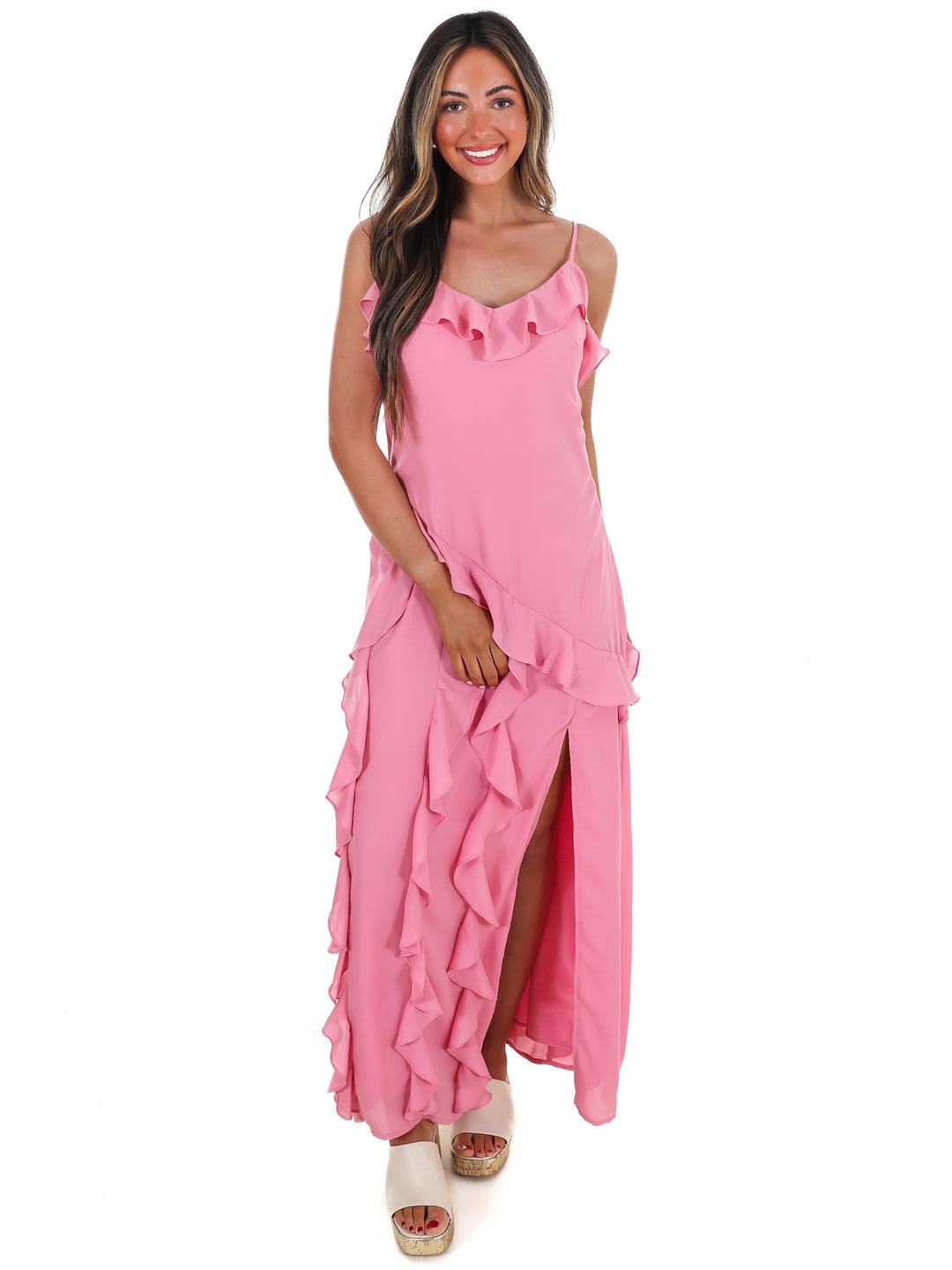 Hint Of Allure Ruffle Maxi Dress