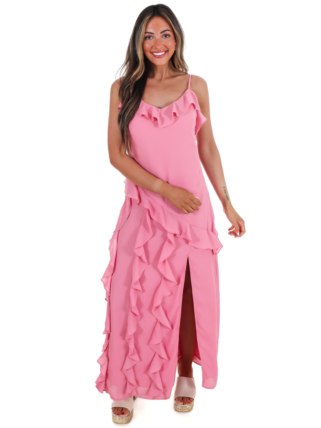 Hint Of Allure Ruffle Maxi Dress