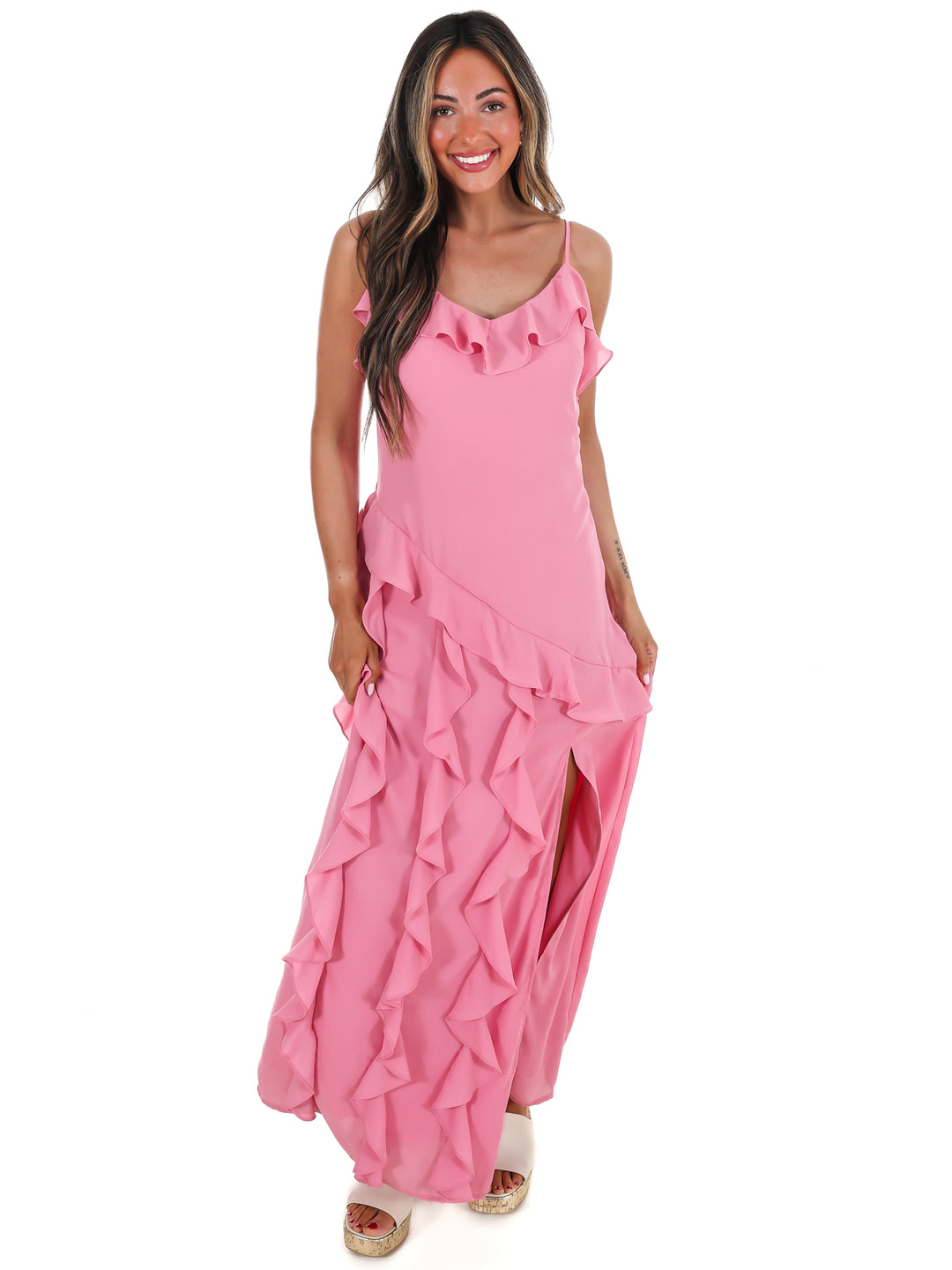 Hint Of Allure Ruffle Maxi Dress