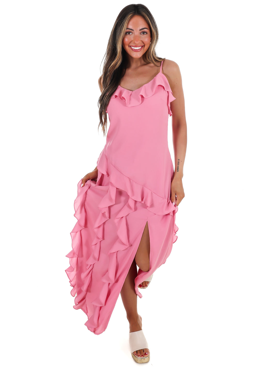 Hint Of Allure Ruffle Maxi Dress