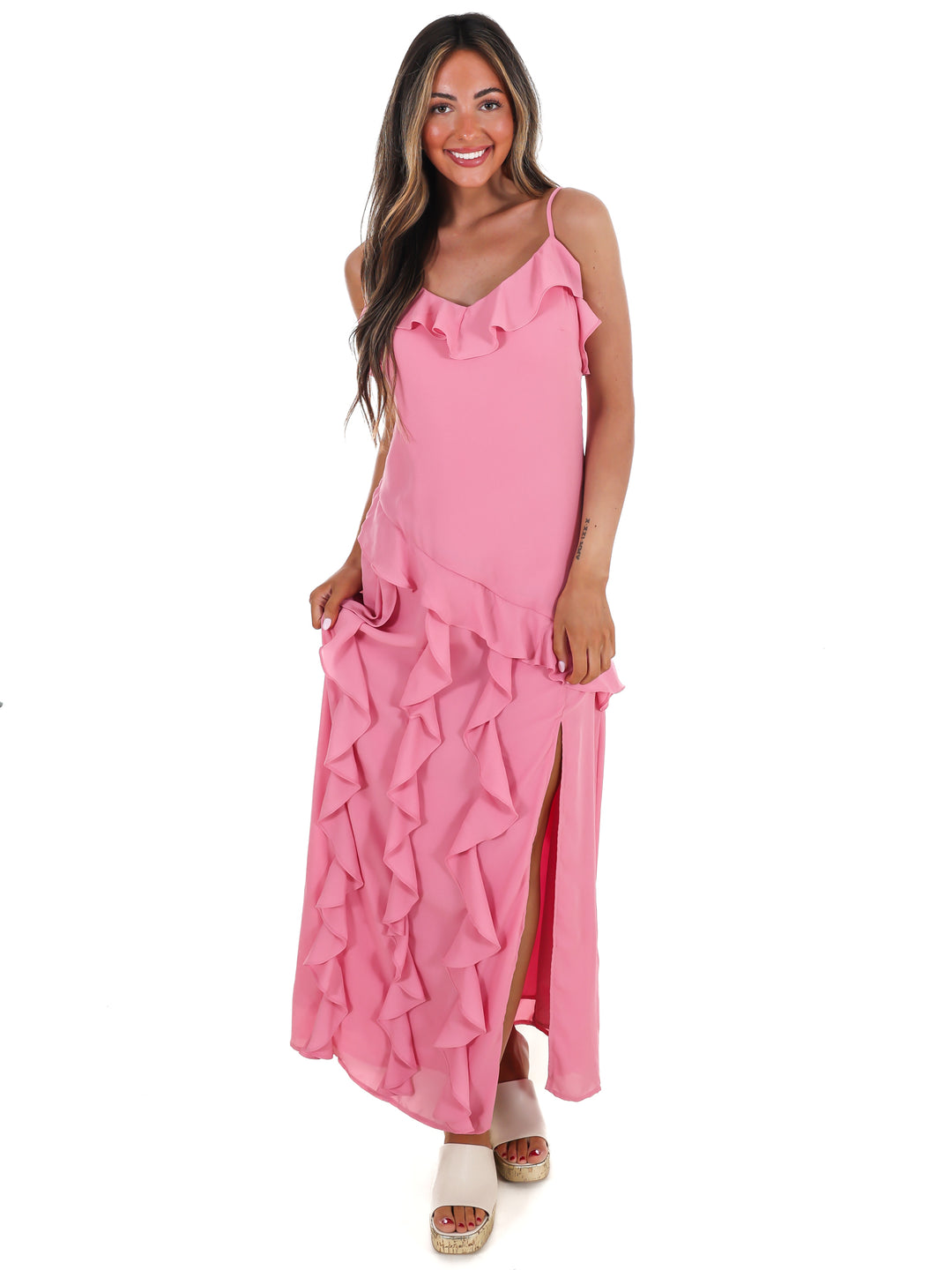 Hint Of Allure Ruffle Maxi Dress