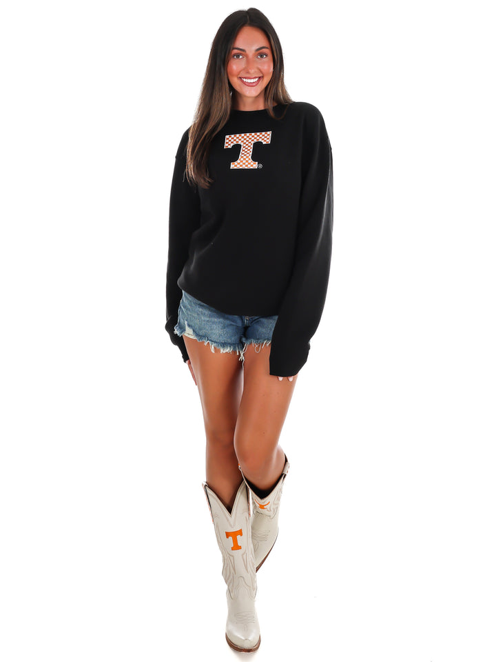 Checkerboard Power T Crewneck Pullover