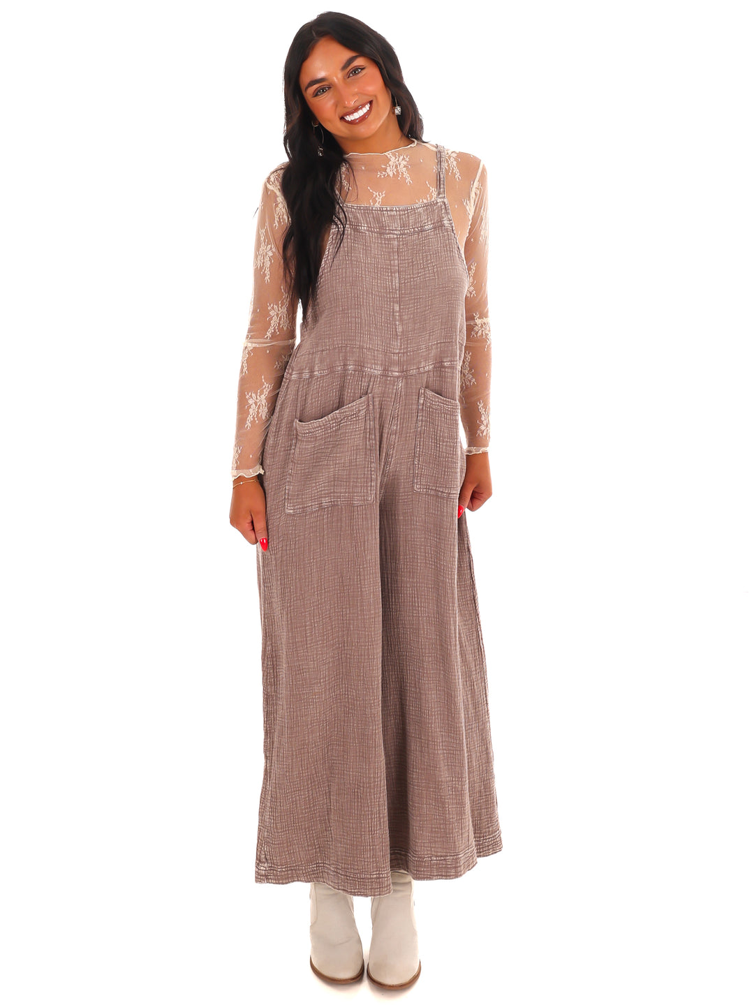 Vintage Vibes Mineral Wash Jumpsuit