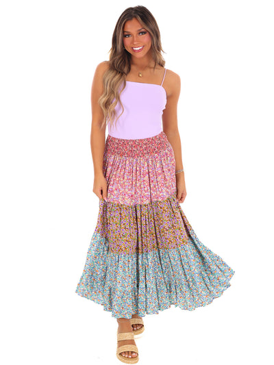 Fall to Pieces Floral Maxi Skirt