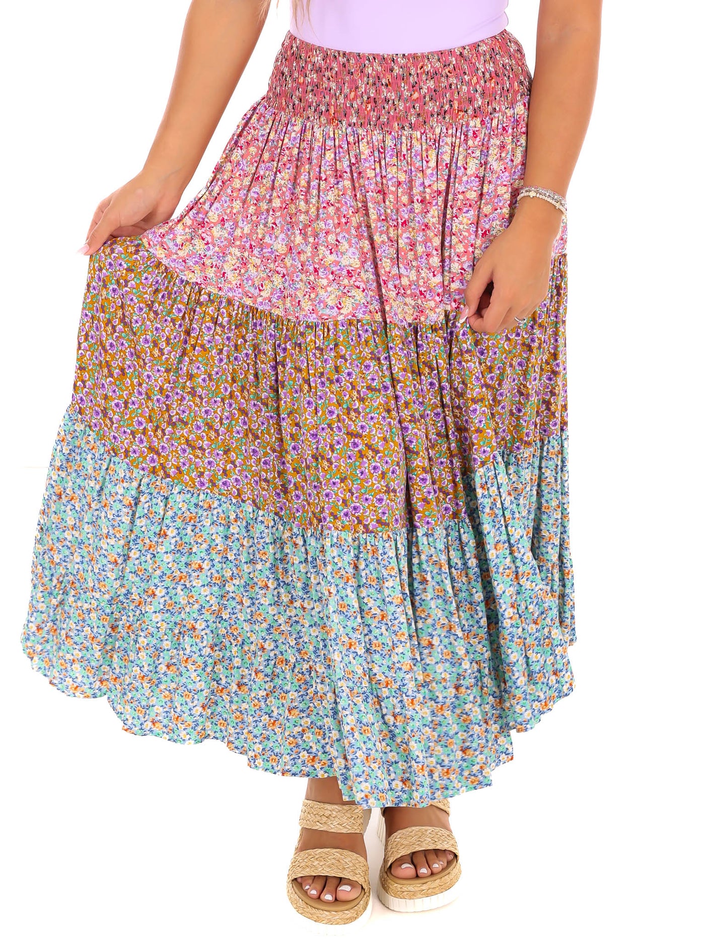 Fall to Pieces Floral Maxi Skirt