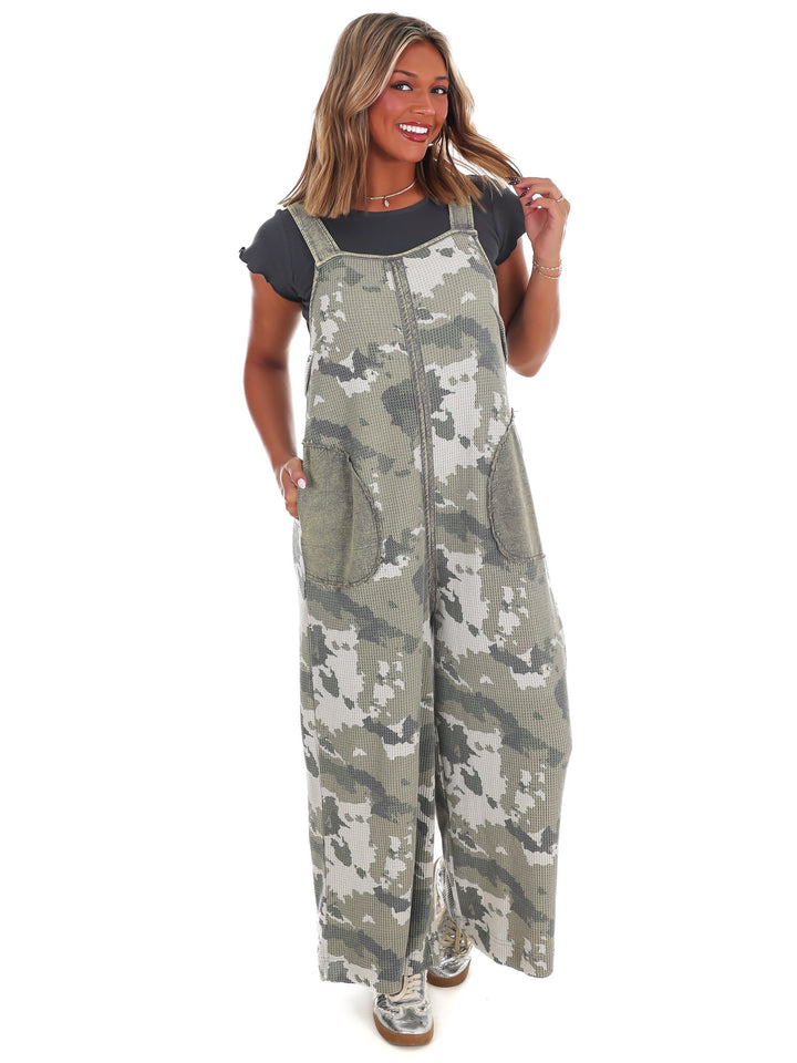 Hidden Comfort Camo Washed Jumpsuit