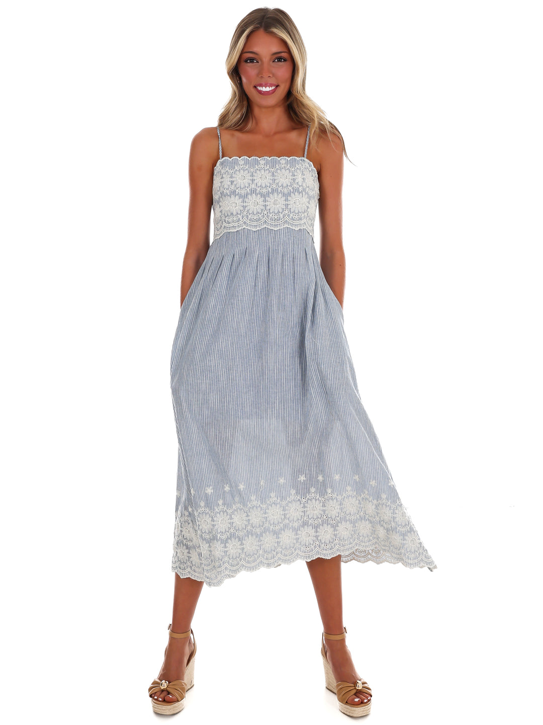Coastal Daydream Lace Midi Dress