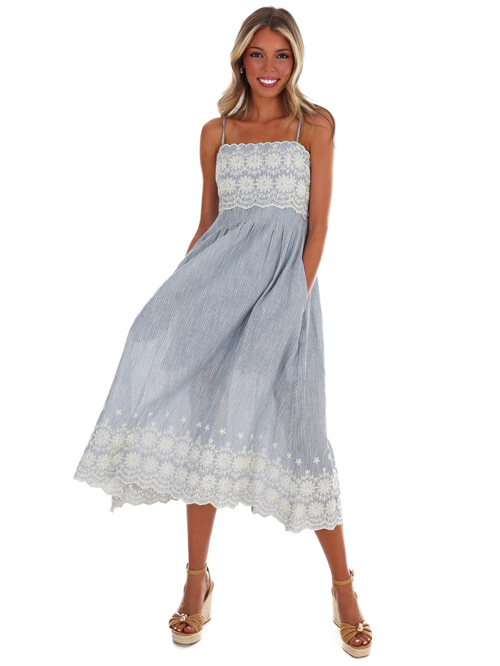 Coastal Daydream Lace Midi Dress