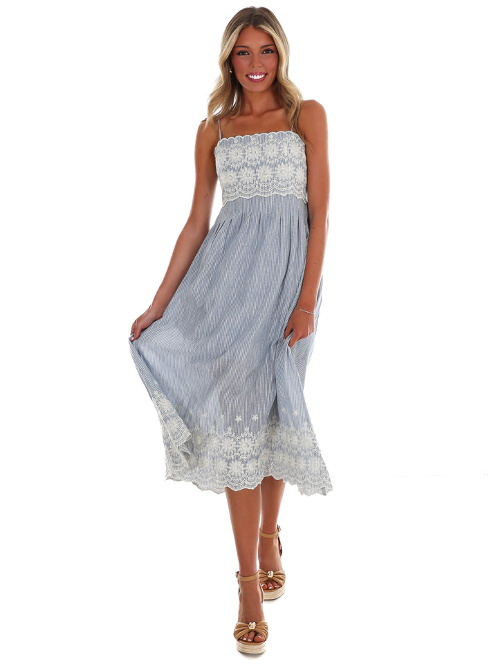 Coastal Daydream Lace Midi Dress