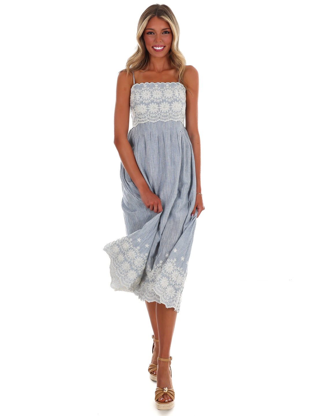 Coastal Daydream Lace Midi Dress