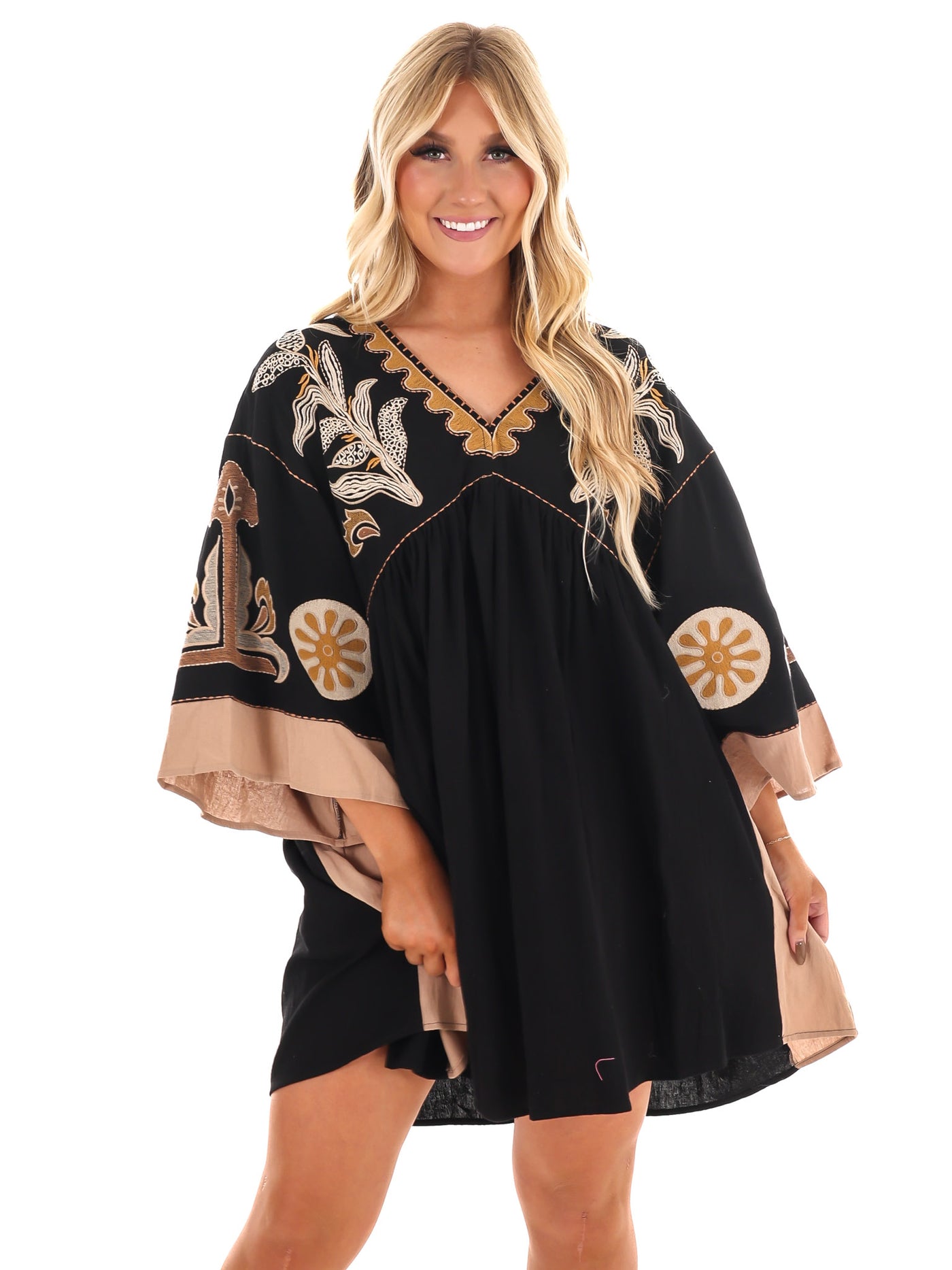 Embroidered Essence V-Neck Dress