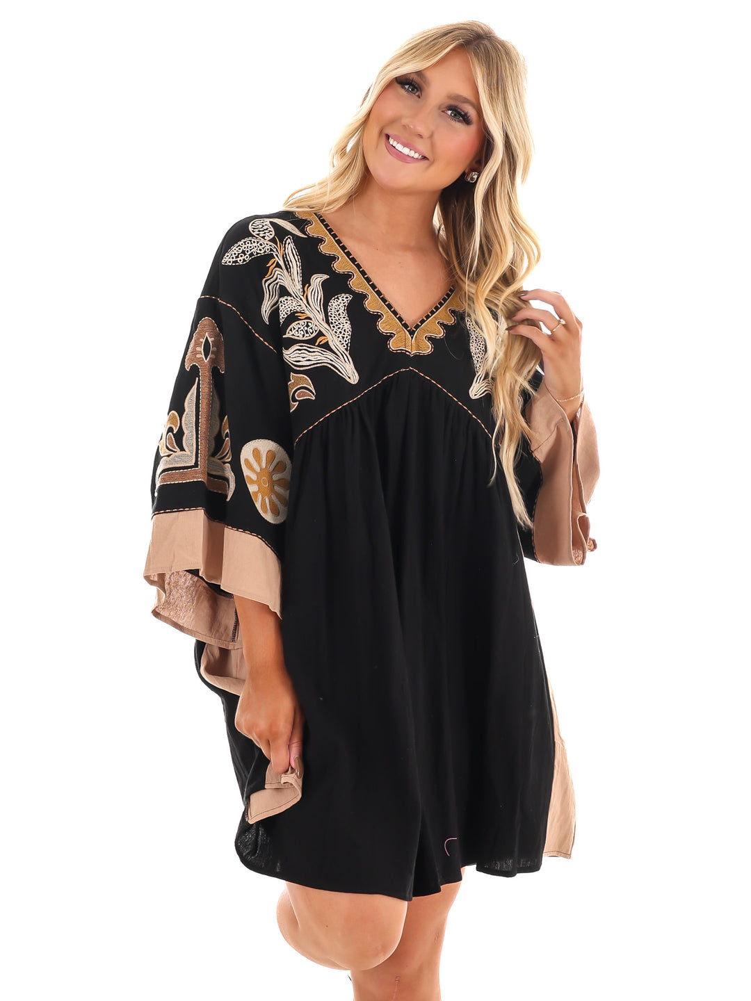 Embroidered Essence V-Neck Dress