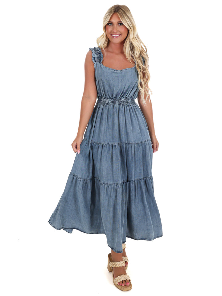 Drive Myself Crazy Denim Maxi Dress