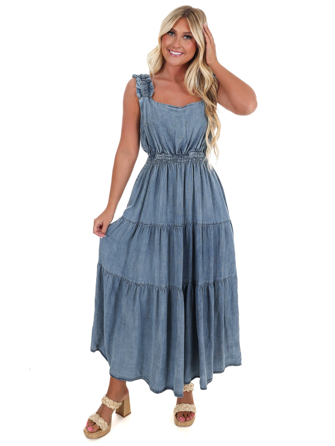 Drive Myself Crazy Denim Maxi Dress
