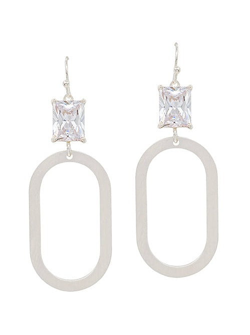 Crystal Accent Oval Casting Earring