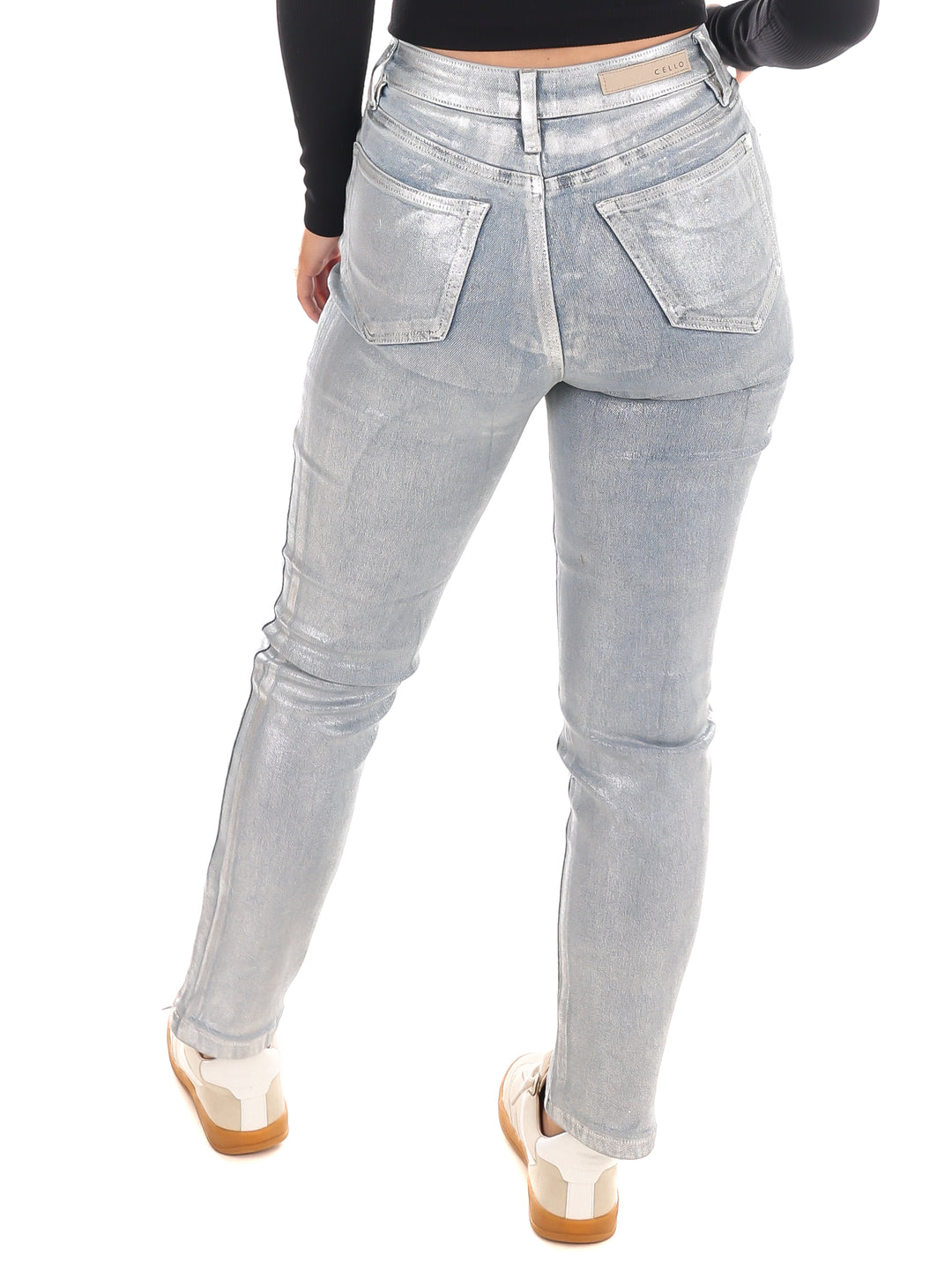 Glow Up High Rise Metallic Straight Jeans