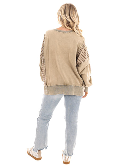 Faded Lines Terry Knit Pullover