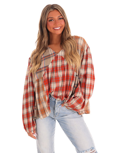 Autumn Afternoon Plaid Top