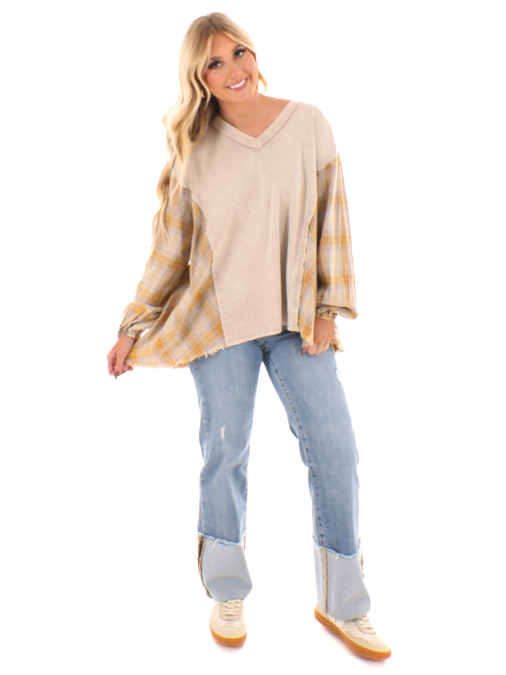 Say Anything Plaid Mix Tunic Top