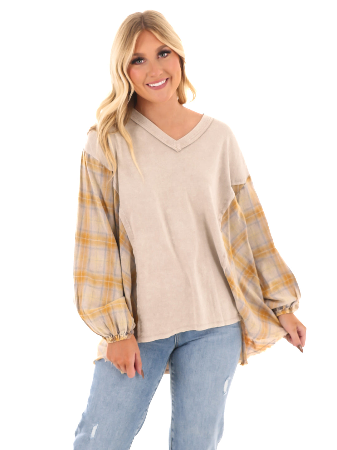 Say Anything Plaid Mix Tunic Top