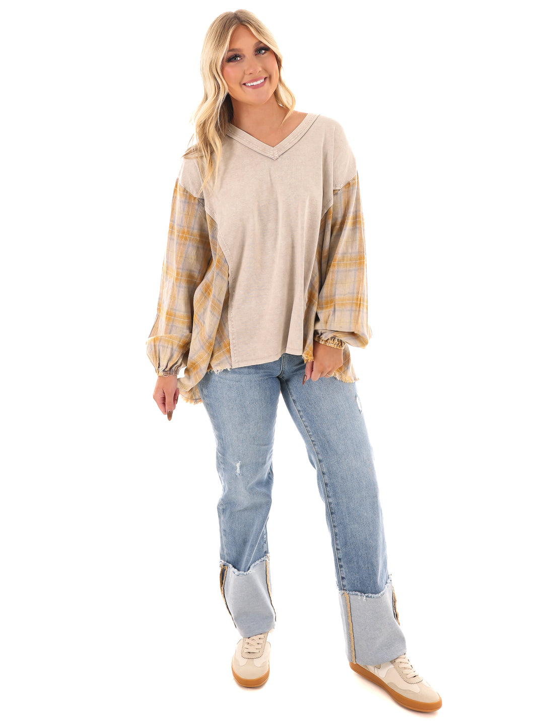 Say Anything Plaid Mix Tunic Top