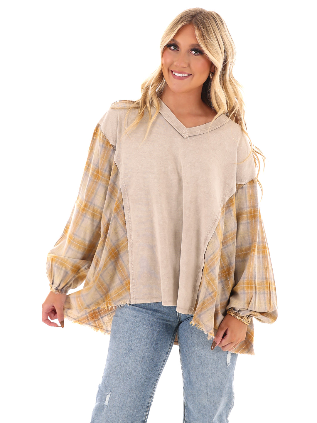 Say Anything Plaid Mix Tunic Top