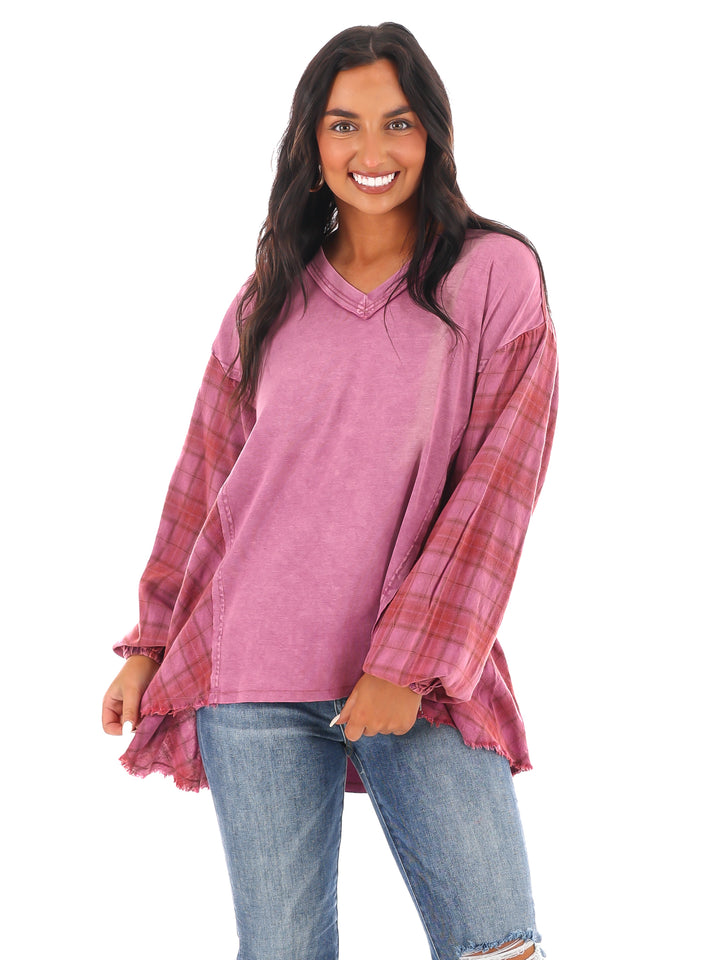 Say Anything Plaid Mix Tunic Top