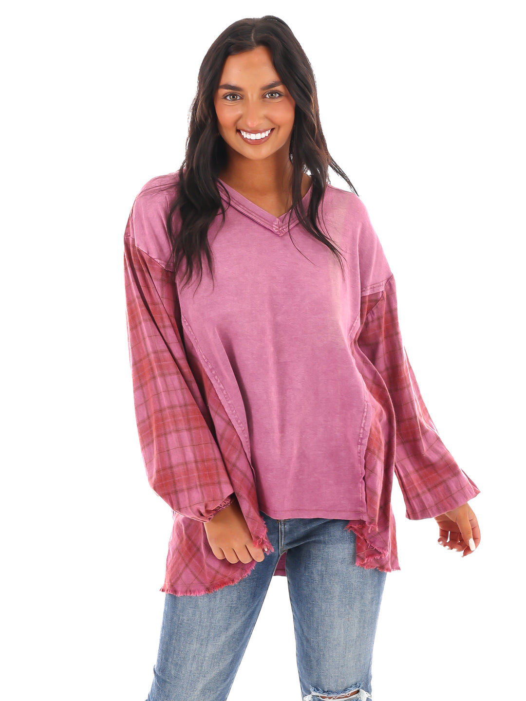 Say Anything Plaid Mix Tunic Top