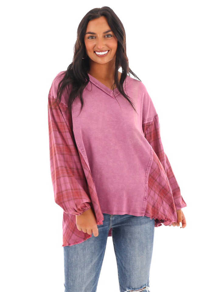 Say Anything Plaid Mix Tunic Top