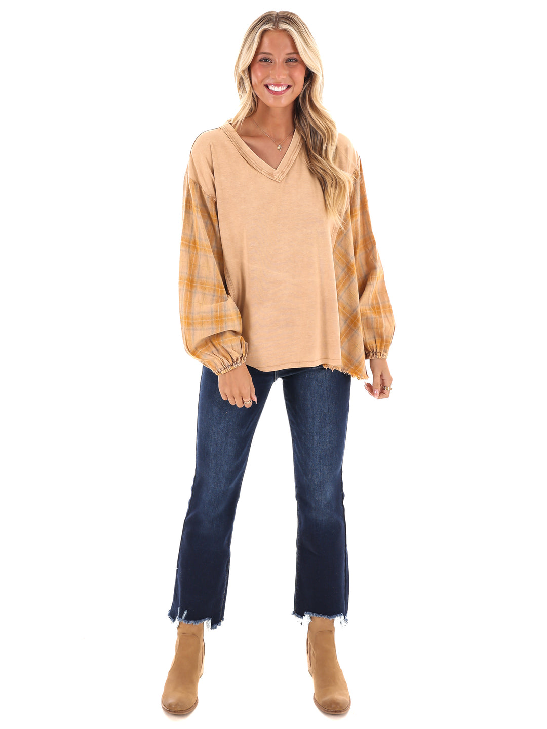 Say Anything Plaid Mix Tunic Top