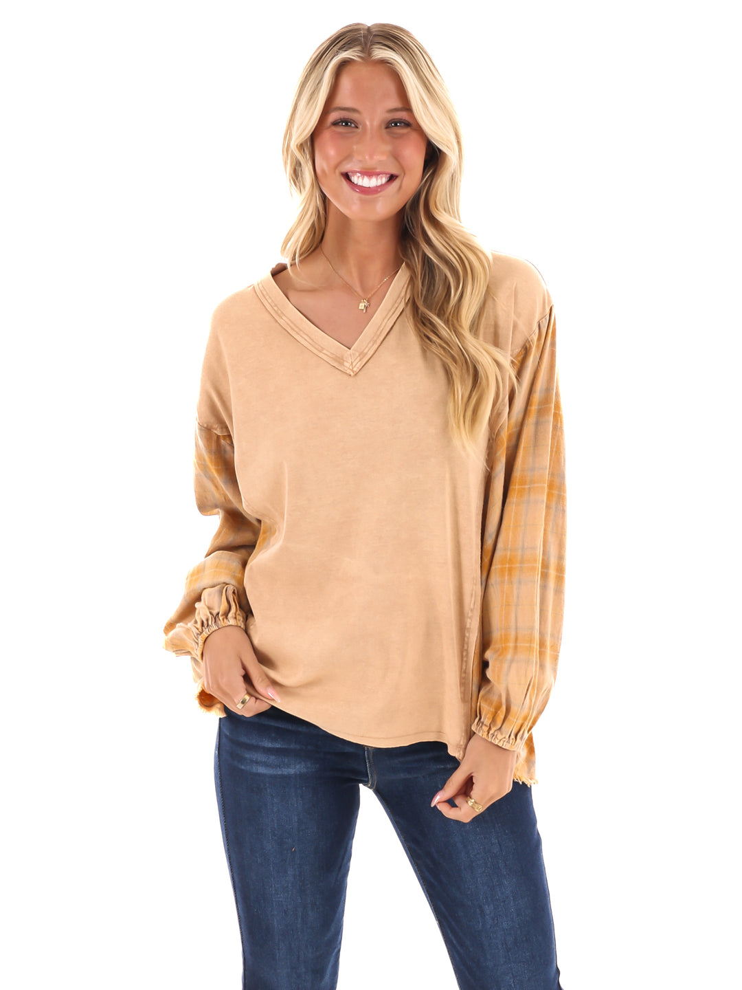 Say Anything Plaid Mix Tunic Top