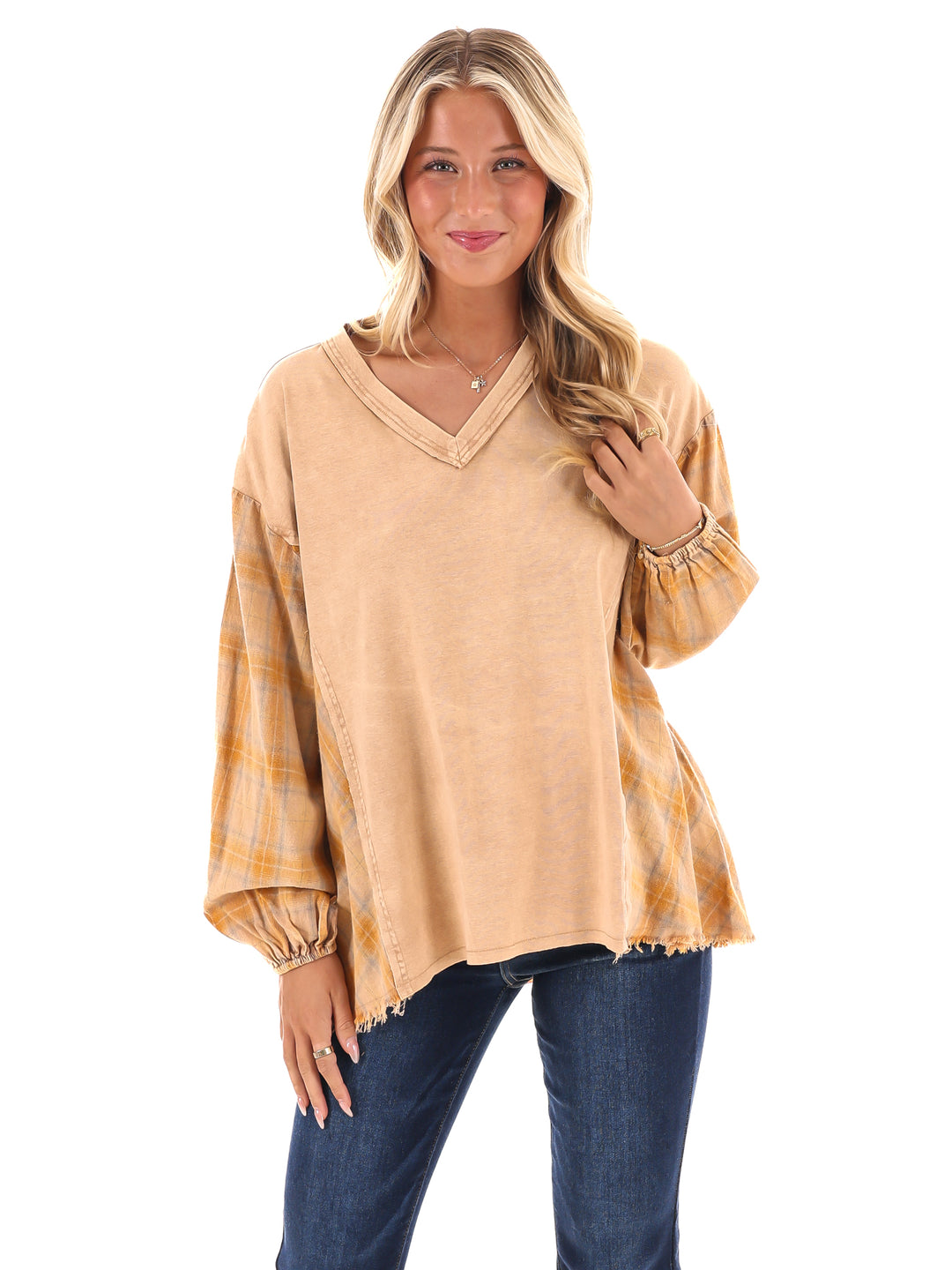 Say Anything Plaid Mix Tunic Top