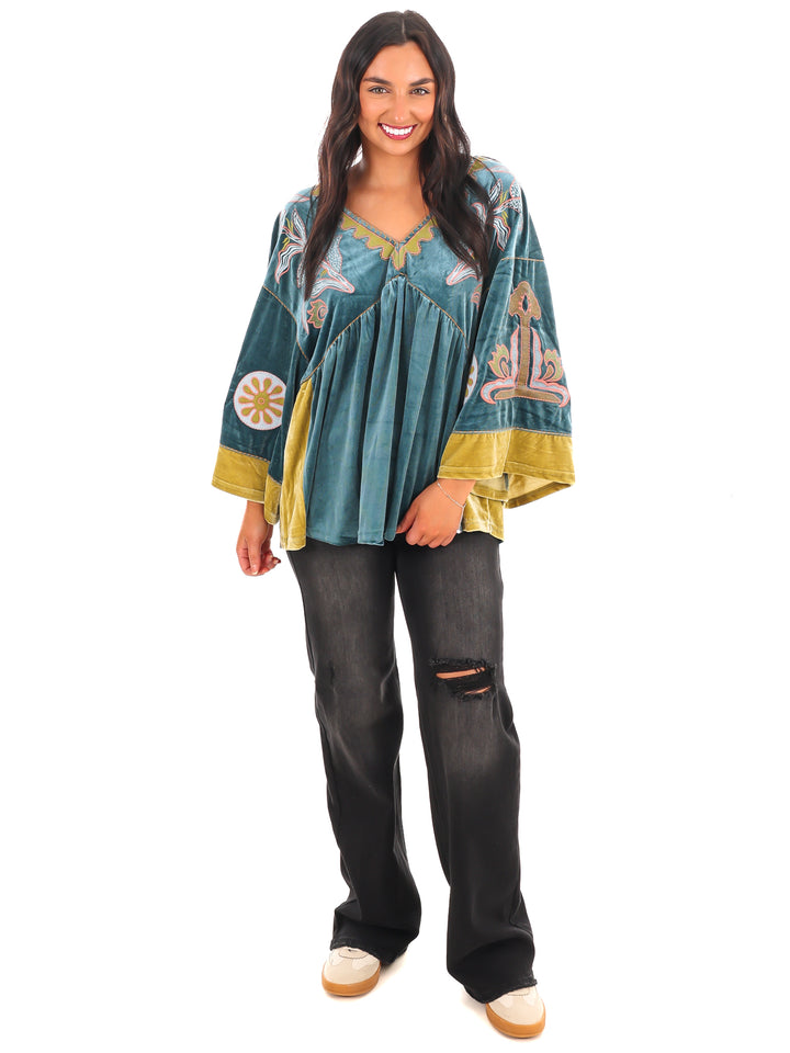 Love On the Brain Velvet Babydoll Top