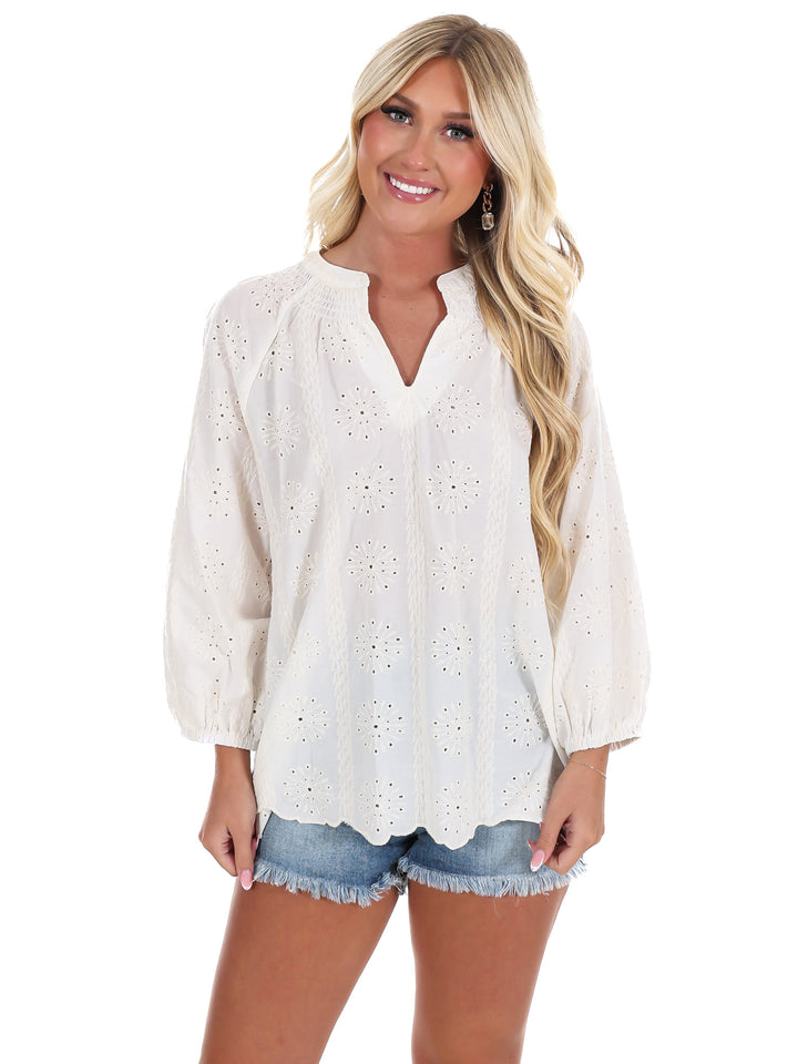 Every Morning Eyelet Lace Top