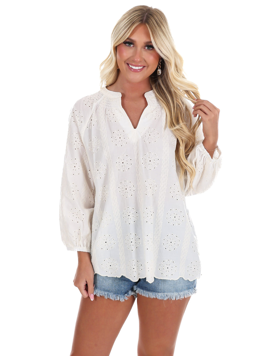 Every Morning Eyelet Lace Top