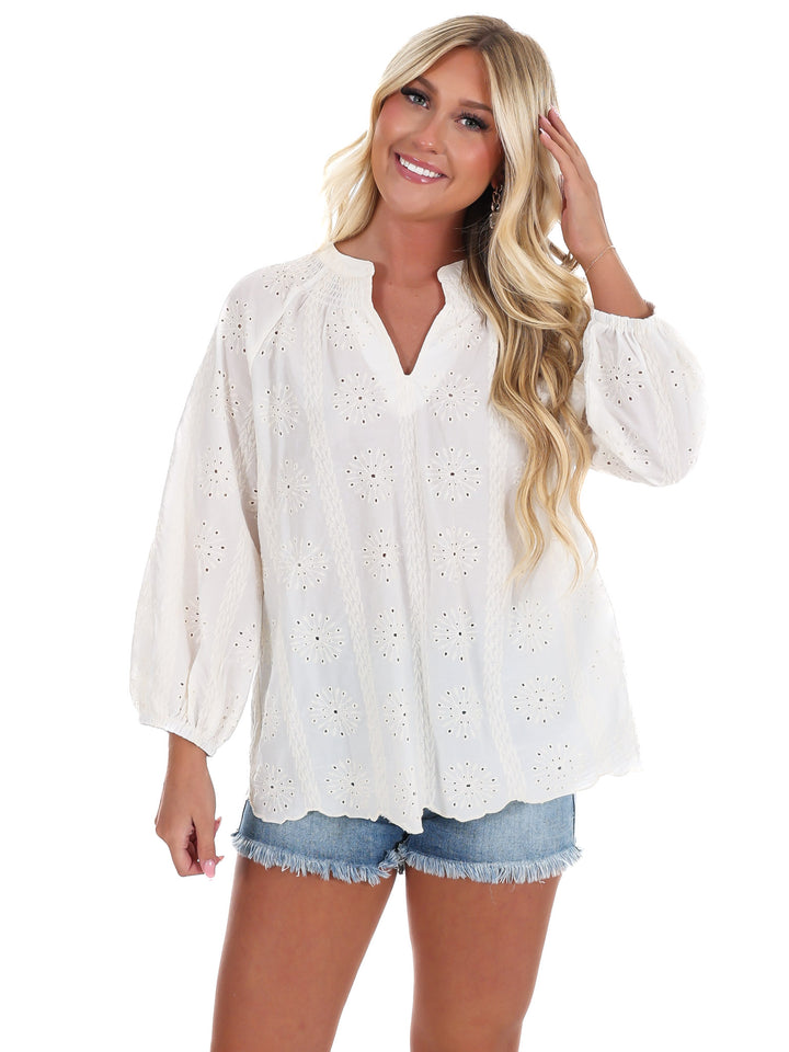 Every Morning Eyelet Lace Top